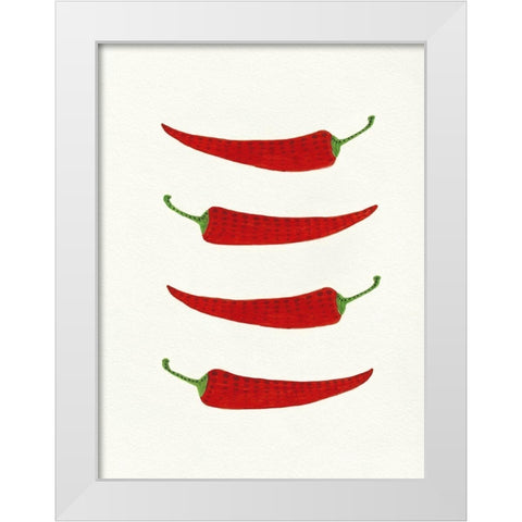 Hot Peppers White Modern Wood Framed Art Print by Tava Studios