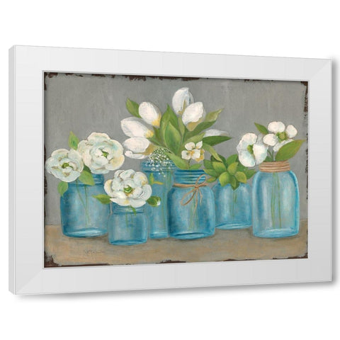 Mason Jar Still Life White Modern Wood Framed Art Print by Tava Studios