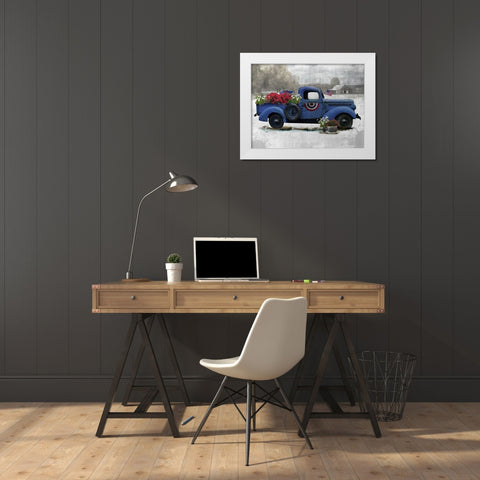 American Truck Blue White Modern Wood Framed Art Print by Nan