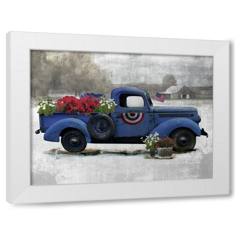 American Truck Blue White Modern Wood Framed Art Print by Nan