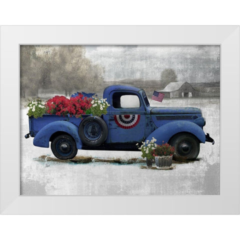 American Truck Blue White Modern Wood Framed Art Print by Nan