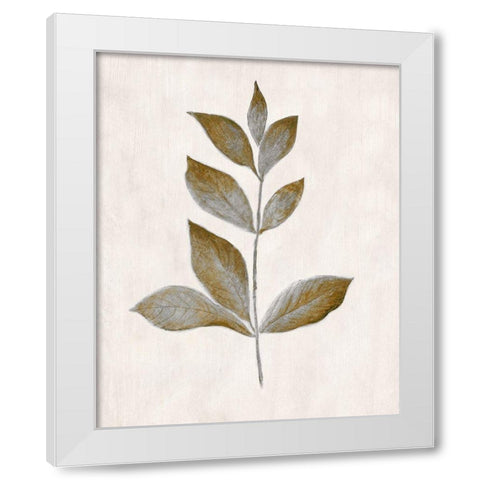 Bronze Leaf I White Modern Wood Framed Art Print by Tava Studios