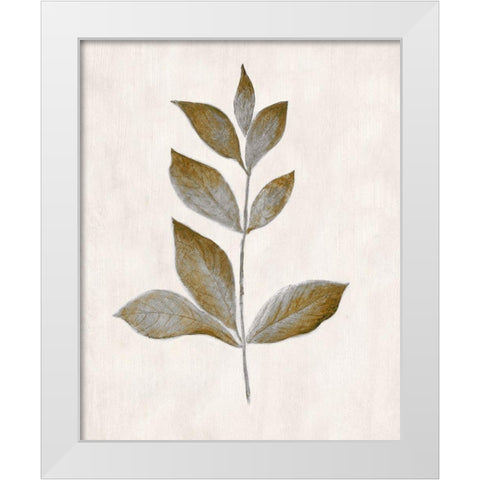 Bronze Leaf I White Modern Wood Framed Art Print by Tava Studios