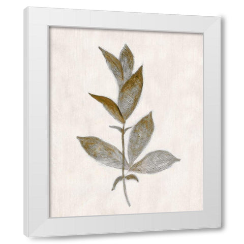 Bronze Leaf II White Modern Wood Framed Art Print by Tava Studios