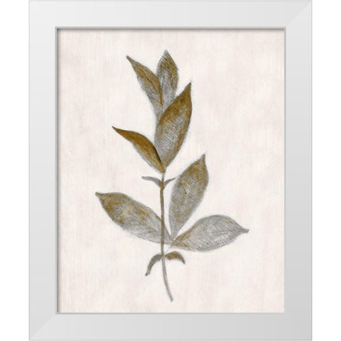 Bronze Leaf II White Modern Wood Framed Art Print by Tava Studios