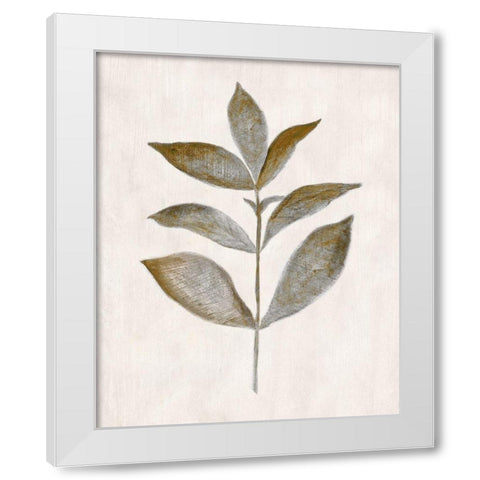 Bronze Leaf III White Modern Wood Framed Art Print by Tava Studios