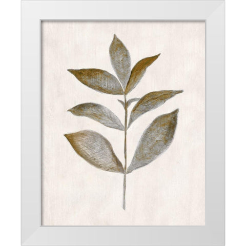 Bronze Leaf III White Modern Wood Framed Art Print by Tava Studios