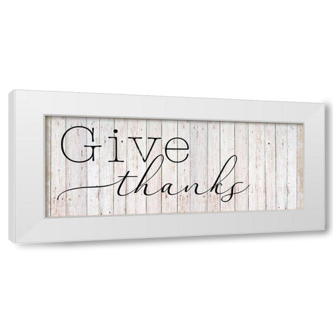 Give Thanks White Modern Wood Framed Art Print by Santiago, Daniela
