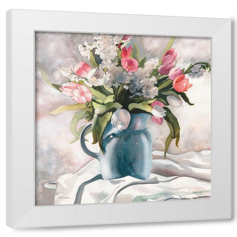 Tender Tulips White Modern Wood Framed Art Print by Robinson, Carol