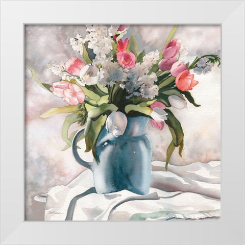 Tender Tulips White Modern Wood Framed Art Print by Robinson, Carol