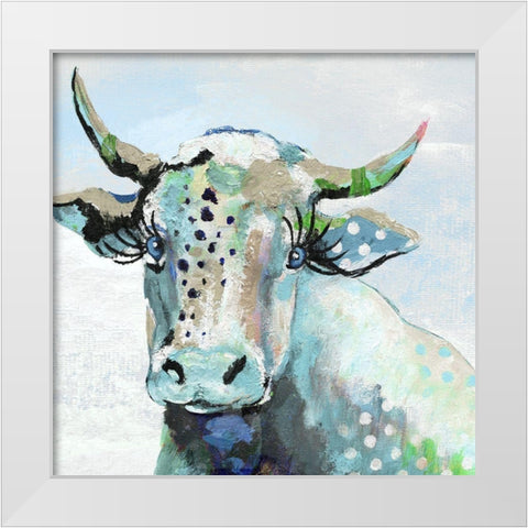 Blue Moood White Modern Wood Framed Art Print by Tava Studios