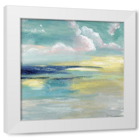 Ocean View White Modern Wood Framed Art Print by Tava Studios