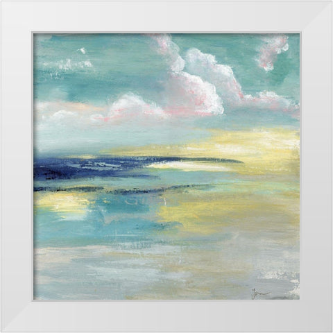 Ocean View White Modern Wood Framed Art Print by Tava Studios