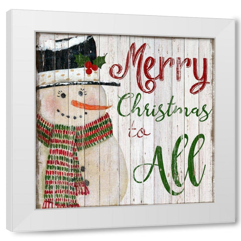 Merry Snowman White Modern Wood Framed Art Print by Tava Studios