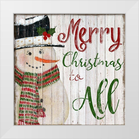 Merry Snowman White Modern Wood Framed Art Print by Tava Studios