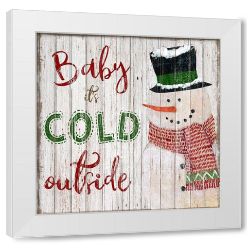Baby Its Cold Snowman White Modern Wood Framed Art Print by Tava Studios