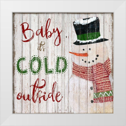 Baby Its Cold Snowman White Modern Wood Framed Art Print by Tava Studios
