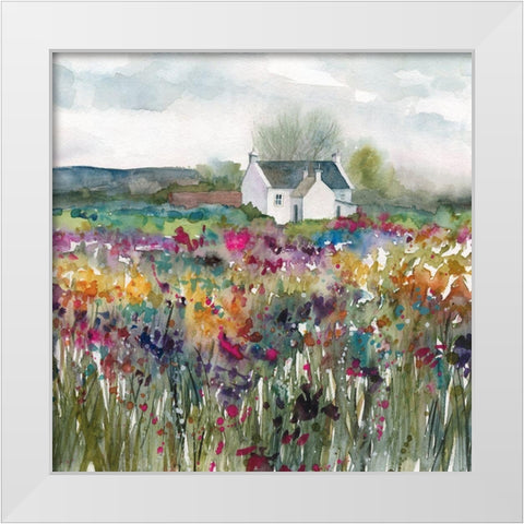 Wildflower Cottage White Modern Wood Framed Art Print by Robinson, Carol