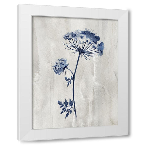 Indigo Botanical I White Modern Wood Framed Art Print by Knutsen, Conrad