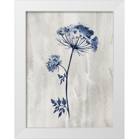 Indigo Botanical I White Modern Wood Framed Art Print by Knutsen, Conrad
