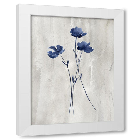 Indigo Botanical III White Modern Wood Framed Art Print by Knutsen, Conrad