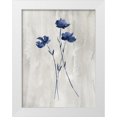 Indigo Botanical III White Modern Wood Framed Art Print by Knutsen, Conrad