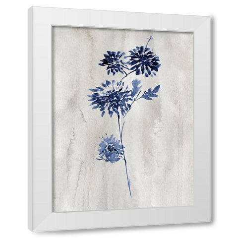 Indigo Botanical IV White Modern Wood Framed Art Print by Knutsen, Conrad