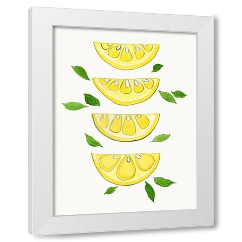 Lemon Slices White Modern Wood Framed Art Print by Tava Studios