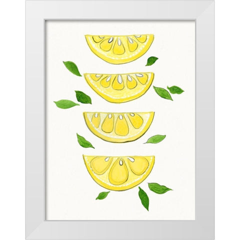 Lemon Slices White Modern Wood Framed Art Print by Tava Studios