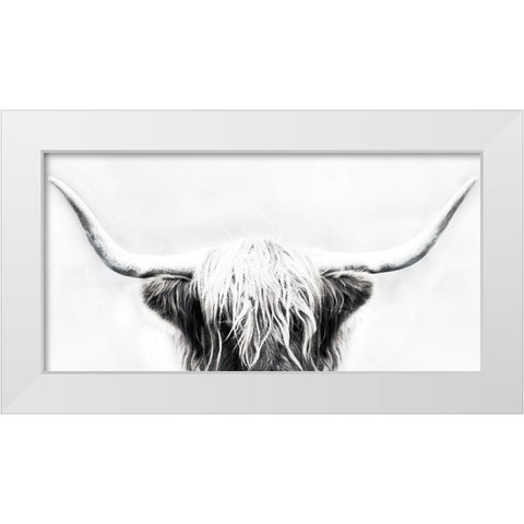 Longhorn White Modern Wood Framed Art Print by Edmonds, Cora