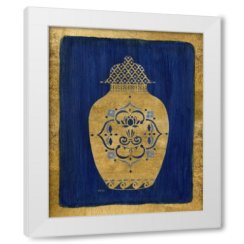 Sapphire and Gold Urn I White Modern Wood Framed Art Print by Tava Studios