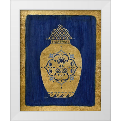 Sapphire and Gold Urn I White Modern Wood Framed Art Print by Tava Studios