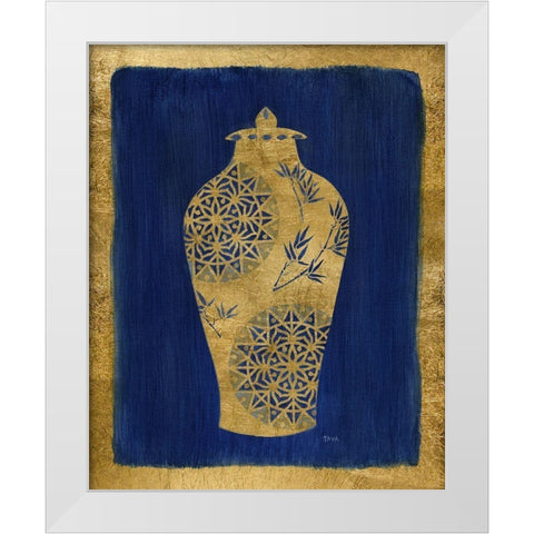 Sapphire and Gold Urn II White Modern Wood Framed Art Print by Tava Studios