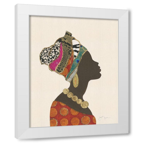 African Silhouette Woman I White Modern Wood Framed Art Print by Tava Studios