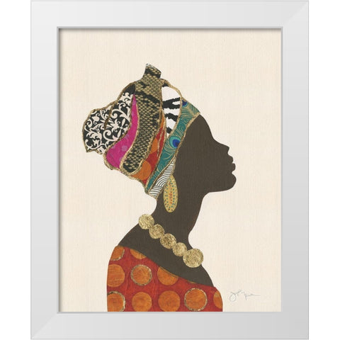 African Silhouette Woman I White Modern Wood Framed Art Print by Tava Studios
