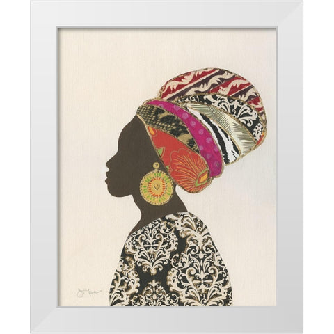 African Silhouette Woman II White Modern Wood Framed Art Print by Tava Studios