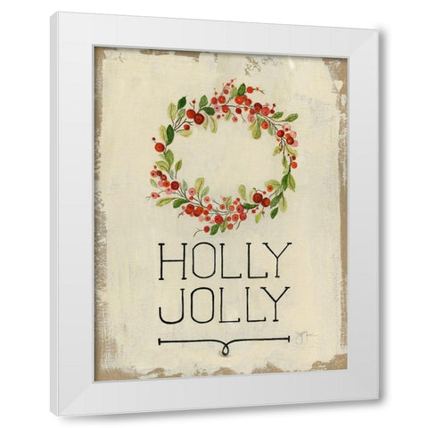 Holly Jolly White Modern Wood Framed Art Print by Tava Studios