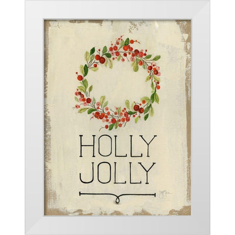 Holly Jolly White Modern Wood Framed Art Print by Tava Studios