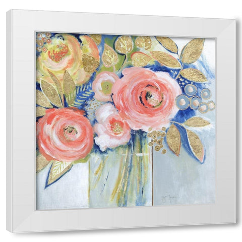 Peach Metallic Bling White Modern Wood Framed Art Print by Tava Studios