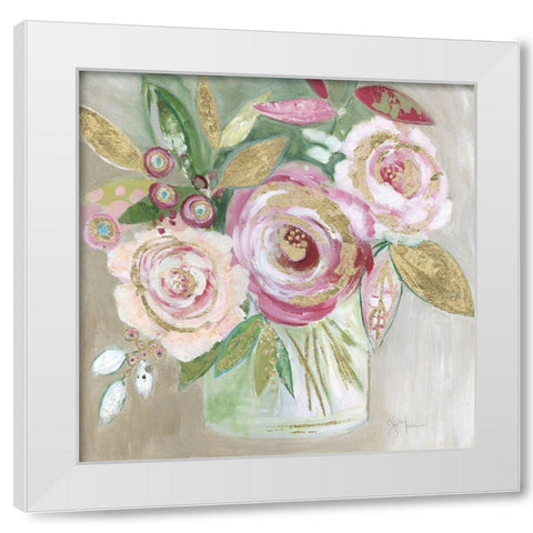 Pink Metallic Bling White Modern Wood Framed Art Print by Tava Studios