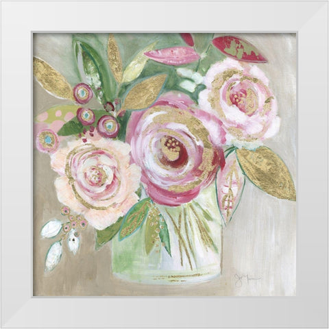 Pink Metallic Bling White Modern Wood Framed Art Print by Tava Studios
