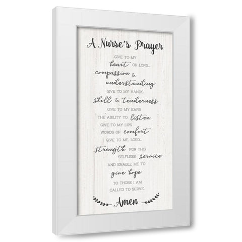 Nurses Prayer White Modern Wood Framed Art Print by CAD Designs