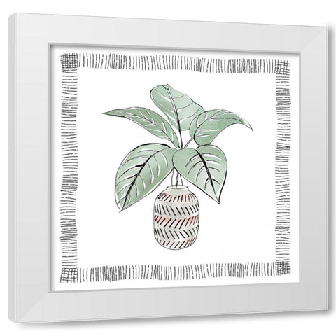 Zebra Plant White Modern Wood Framed Art Print by Tava Studios