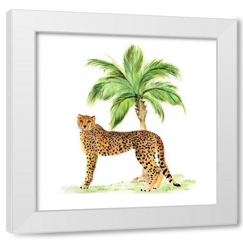 Jungle Cat II White Modern Wood Framed Art Print by Tava Studios