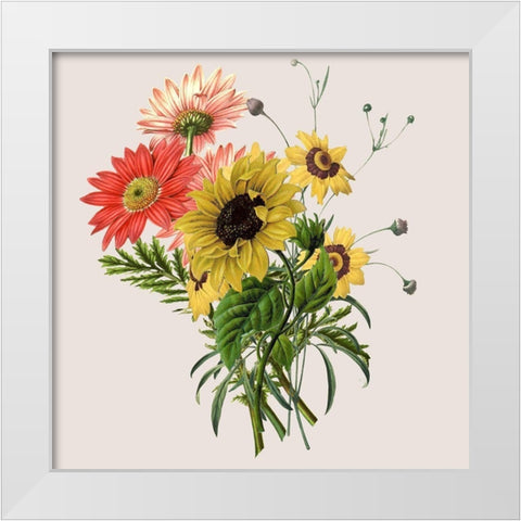 Sunflower White Modern Wood Framed Art Print by Jill, Susan