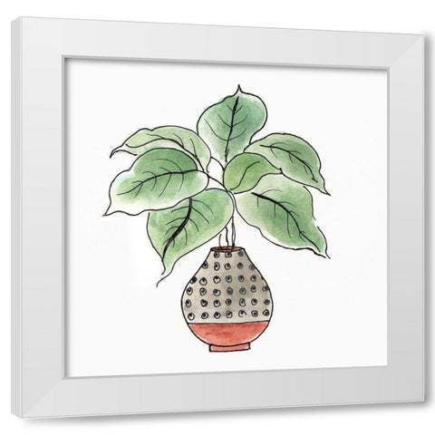 Boho Greenery I White Modern Wood Framed Art Print by Tava Studios