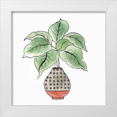 Boho Greenery I White Modern Wood Framed Art Print by Tava Studios