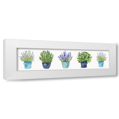 Herbs In A Row White Modern Wood Framed Art Print by Tava Studios