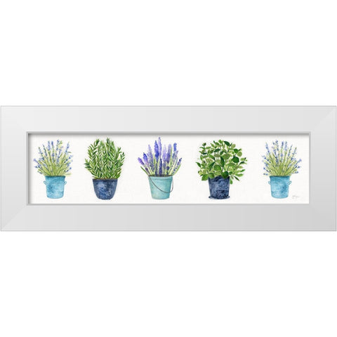 Herbs In A Row White Modern Wood Framed Art Print by Tava Studios