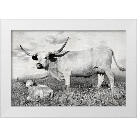 Buttercup and Bluebonnet White Modern Wood Framed Art Print by Ditto, Larry